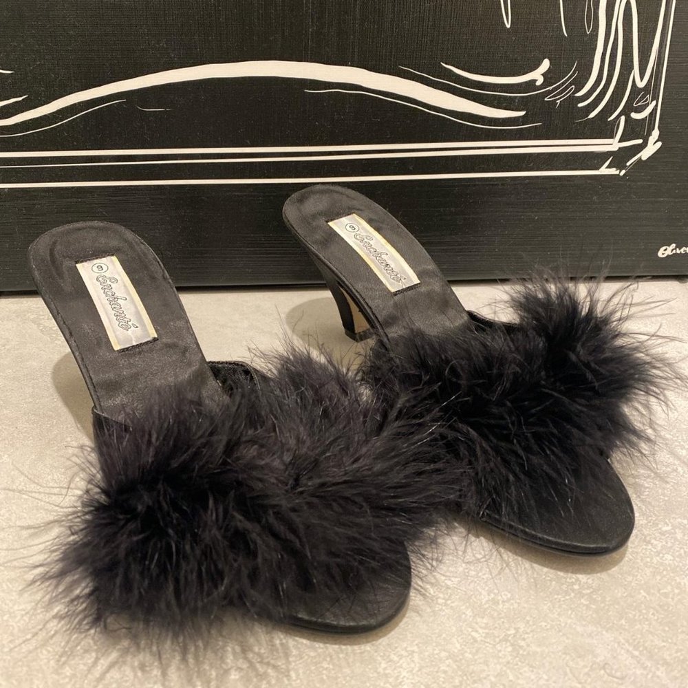 Sexy faux feather kitten heels